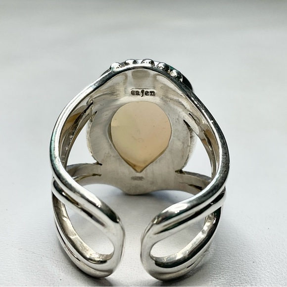 Sajen Sterling Silver Druzy Agate Ring Huge Adjustable - Picture 4 of 10